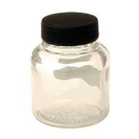 small glass jar with black plastic lid