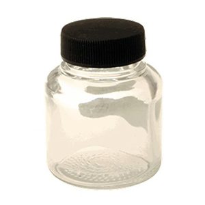 small glass jar with black plastic lid