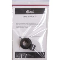 two black plastic orifice reducers in a plastic nbg with paper instructions