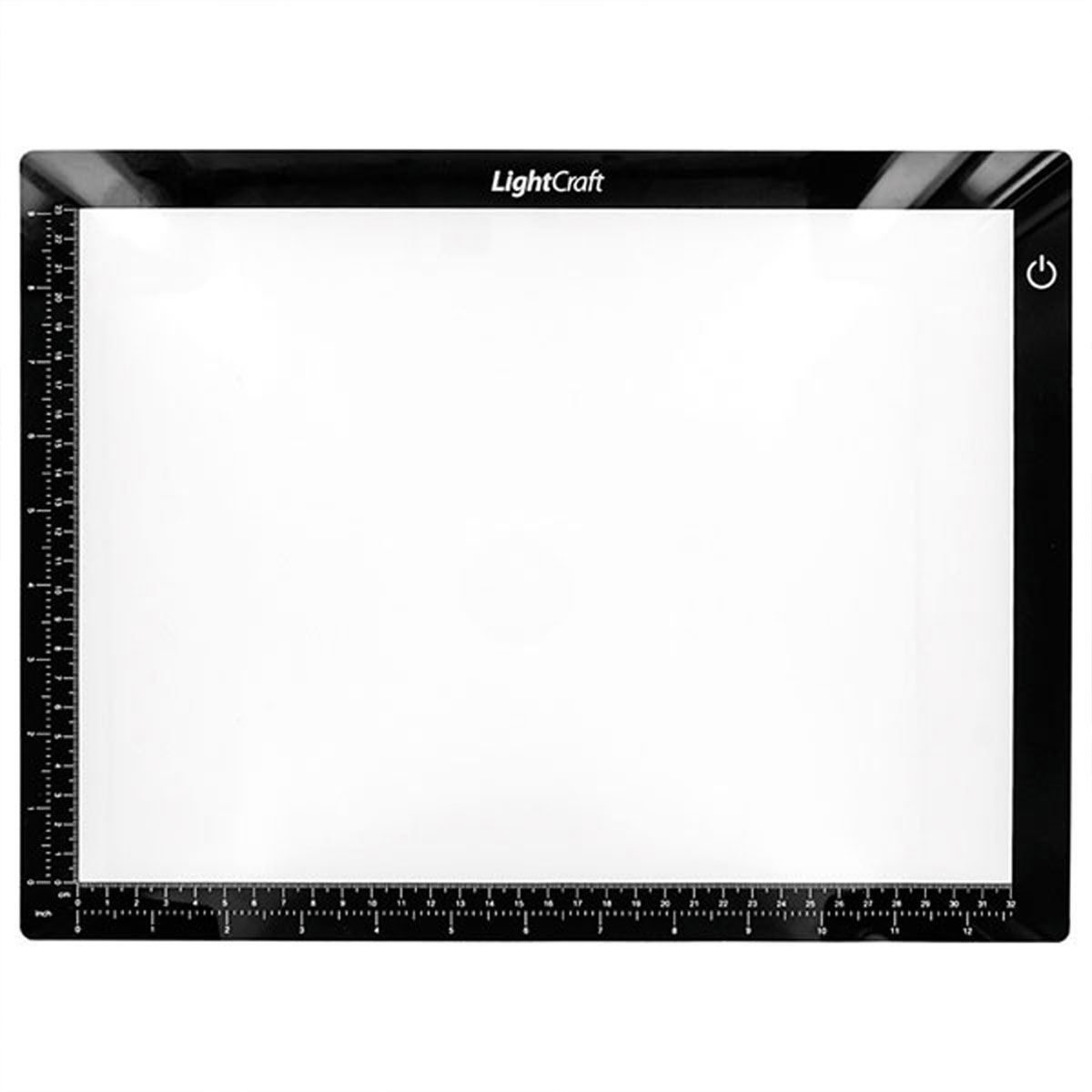A LightCraft a4 lightbox, with a black edge with white measurements