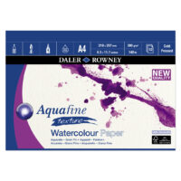 cover of a daler rowney aquafine watercolour A4 pad with a textured surface.